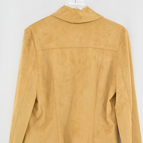 New VAKKO FOR INC INTERNATIONAL CONCEPTS Womens XL Draped Jacket Tan Faux Suede - Picture 5 of 10